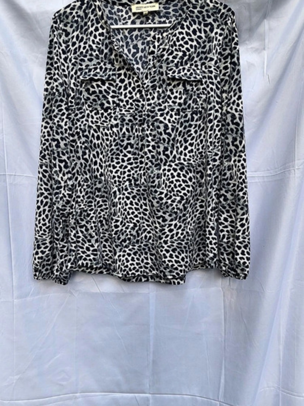 Jones New York Animal Print Long Sleeve Blouse Size Large